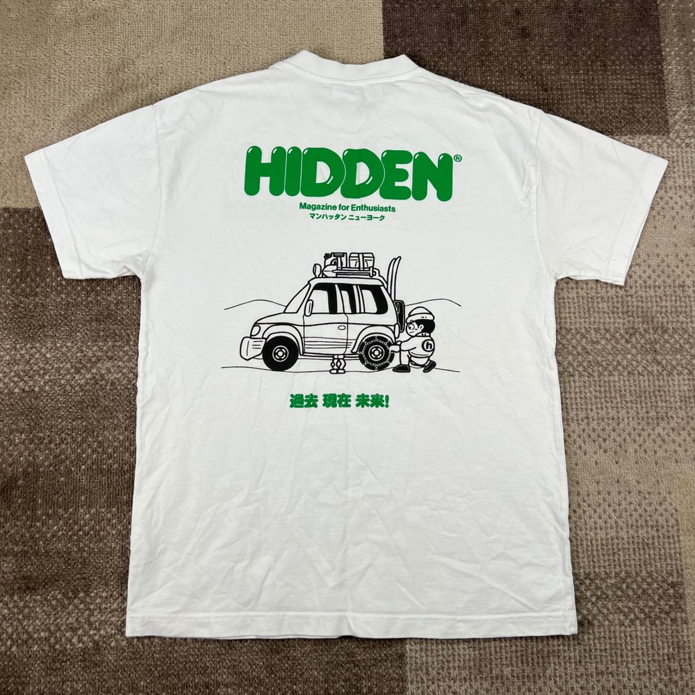 Hidden NY Magazine for Enthusiasts Graphic T-Shirt Mens Medium White Green Logo